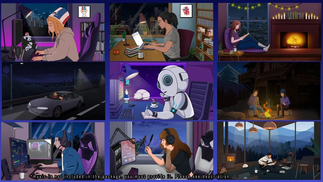 I will create lofi loop animation illustration and animated gif