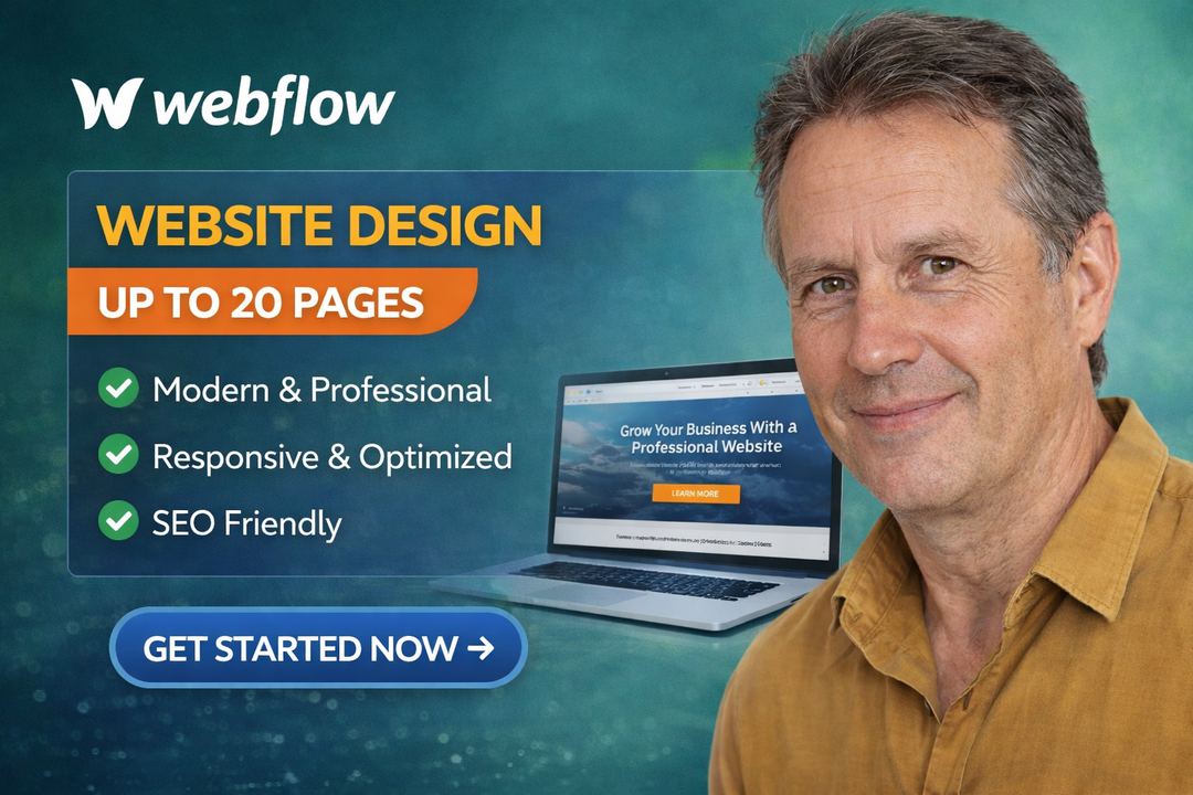 I will design and develop a custom Webflow website up to 20 pages