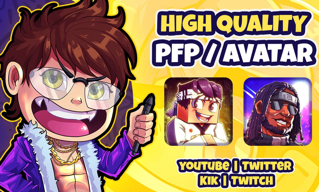 Draw custom cartoon pfp avatar logo for youtube twitch
