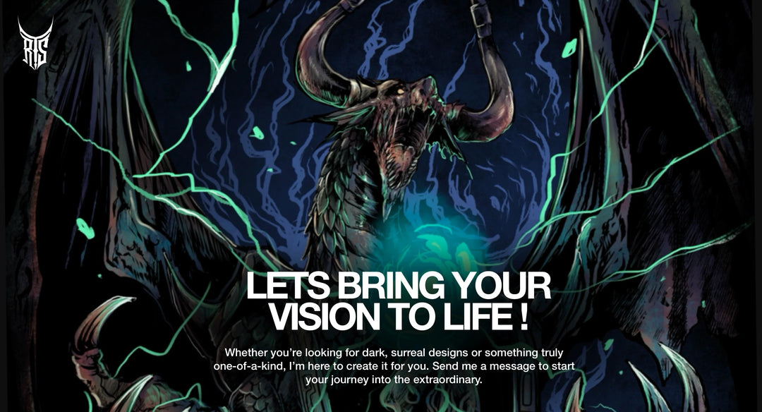 Create dark fantasy art illustration for albums cover, merch, tattoo