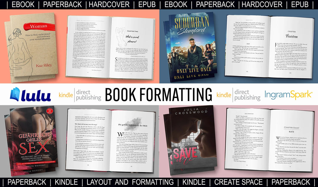 Do book formatting for amazon kdp, ingramspark, lulu