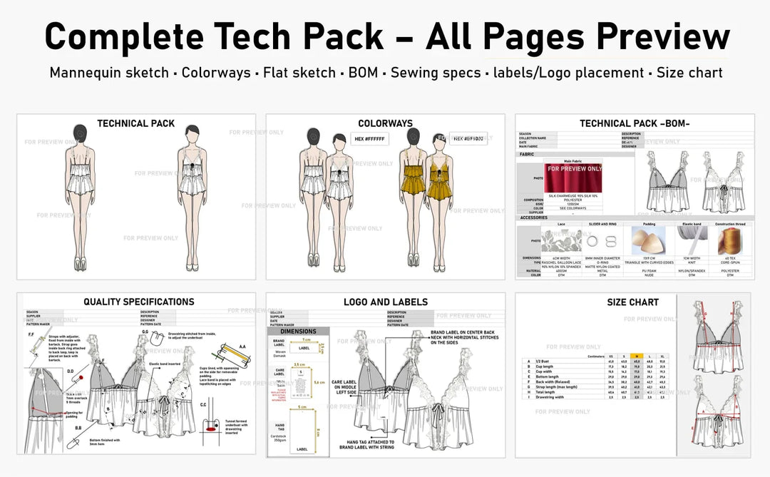 I will make your professional fashion tech pack for production