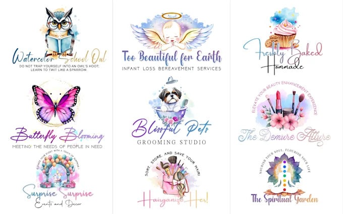 Custom Watercolor-Inspired Logo Design with Premium Quality (Up to 4 Concepts)